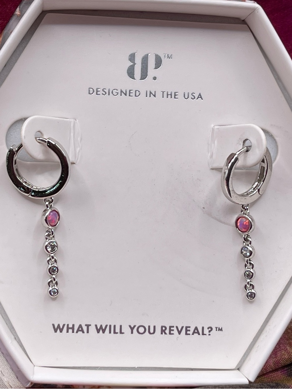 Bomb Party “Simple Elegance” dangle hoop Earings Oct 2023 Birthday Collection